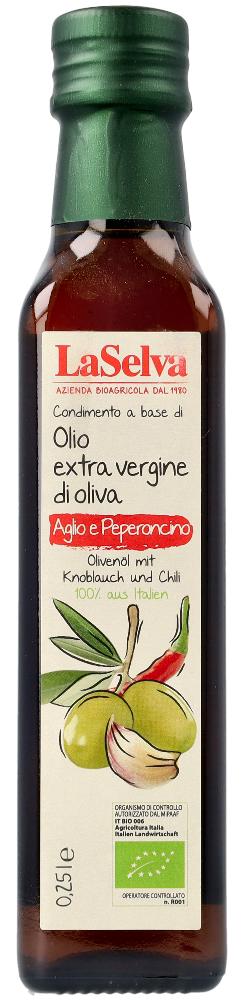 Olio d’oliva con aglio e peperoncino 250 ml